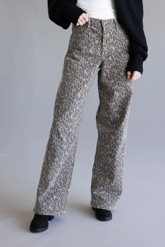 Hidden Alyx High Rise Slung Baggy Jeans for Women in Leopard Brown | HD9505B-CHE sold by Glik’s