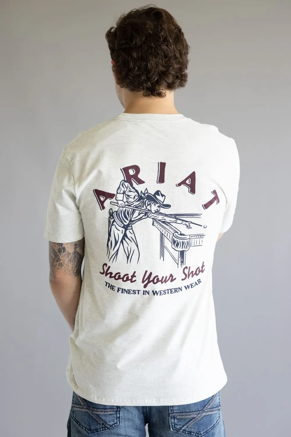 Ariat Straight Shooter T-Shirt for Men in Oatmeal | 10062412-OATMEAL sold by Glik’s product image thumbnail 3