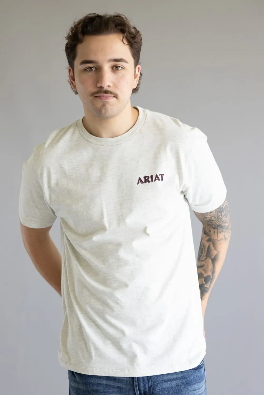 Ariat Straight Shooter T-Shirt for Men in Oatmeal | 10062412-OATMEAL sold by Glik’s product image thumbnail 2