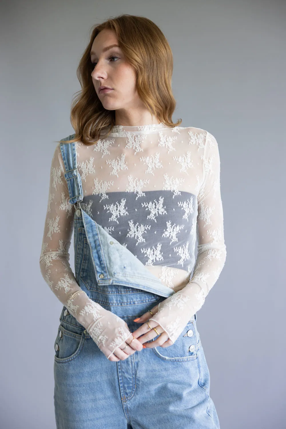 Free People Intimately Lady Lux Sheer Layering Top for Women in Evening Cream | OB1227158-1103 sold by Glik’s