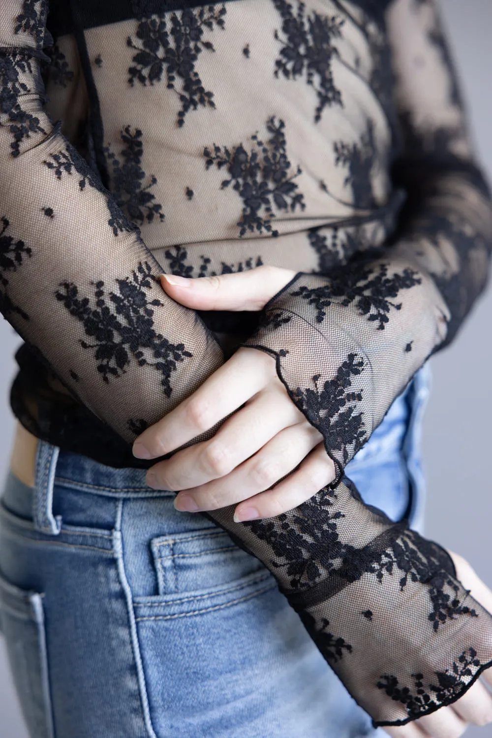 Free People Intimately Lady Lux Sheer Layering Top for Women in Black | OB1227158-0010 sold by Glik’s product image thumbnail 3