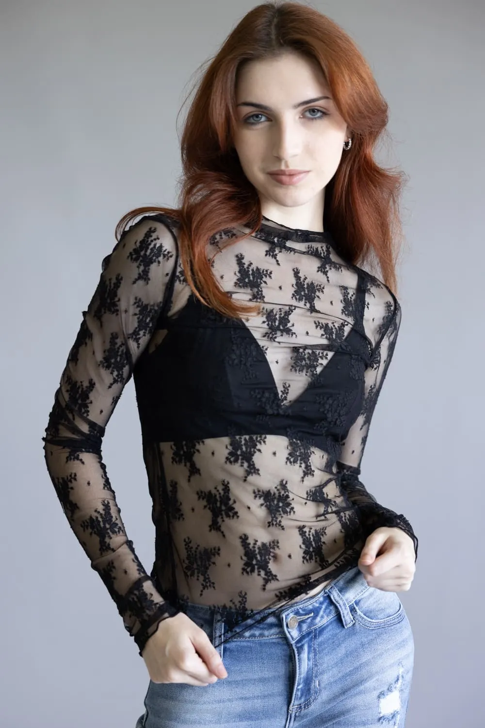 Free People Intimately Lady Lux Sheer Layering Top for Women in Black | OB1227158-0010 sold by Glik’s