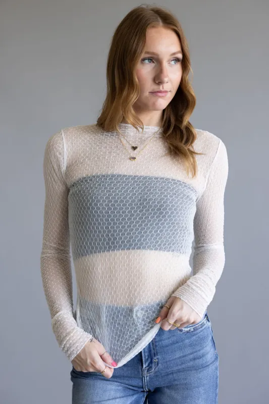 Free People Intimately Minding My Own Business Sheer Layering Top for Women in Ivory | OB2249049-1103-TEA sold by Glik’s