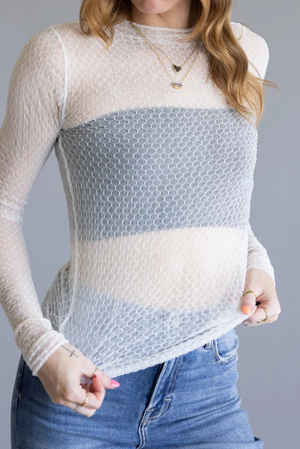 Free People Intimately Minding My Own Business Sheer Layering Top for Women in Ivory | OB2249049-1103-TEA sold by Glik’s product image thumbnail 2