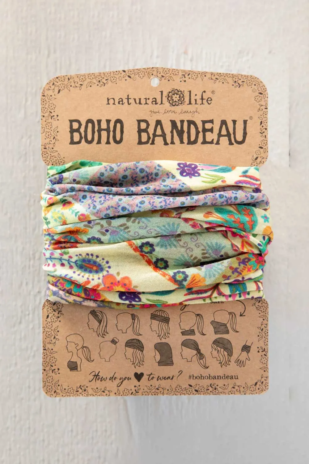 Natural Life Full Boho Bandeau Headband in Mandala Patchwork Cream | BBW000180 sold by Glik’s