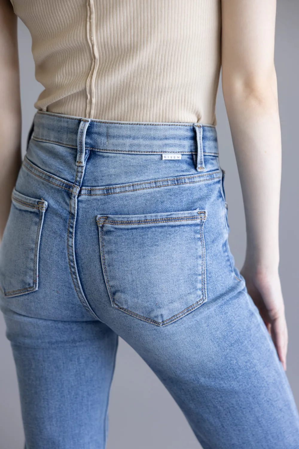 Risen High Rise Tummy Control Flare Jeans for Women | RDP5914-MD sold by Glik’s product image thumbnail 5