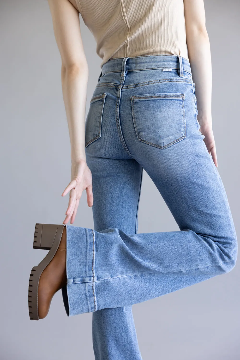 Risen High Rise Tummy Control Flare Jeans for Women | RDP5914-MD sold by Glik’s