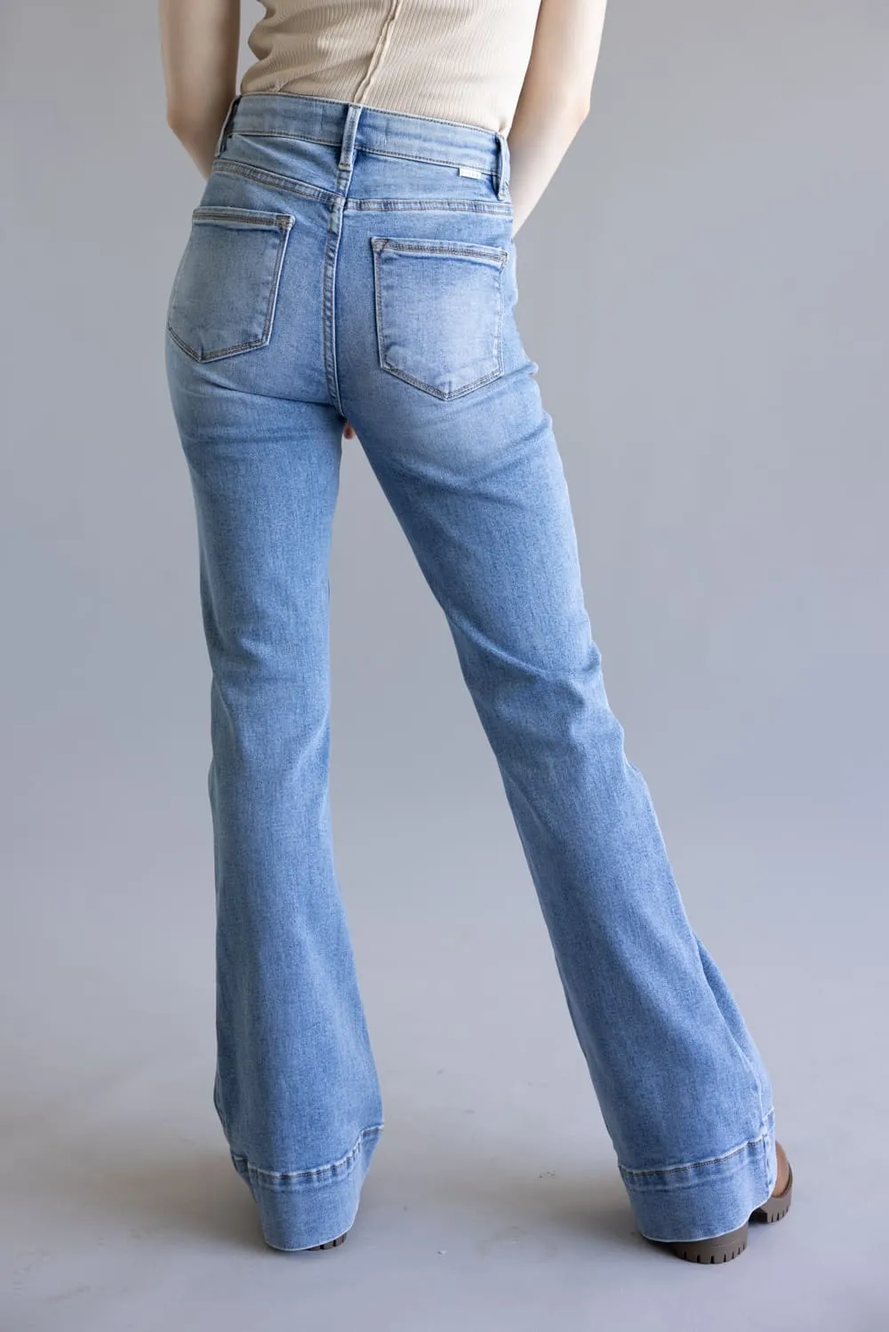 Risen High Rise Tummy Control Flare Jeans for Women | RDP5914-MD sold by Glik’s product image thumbnail 4