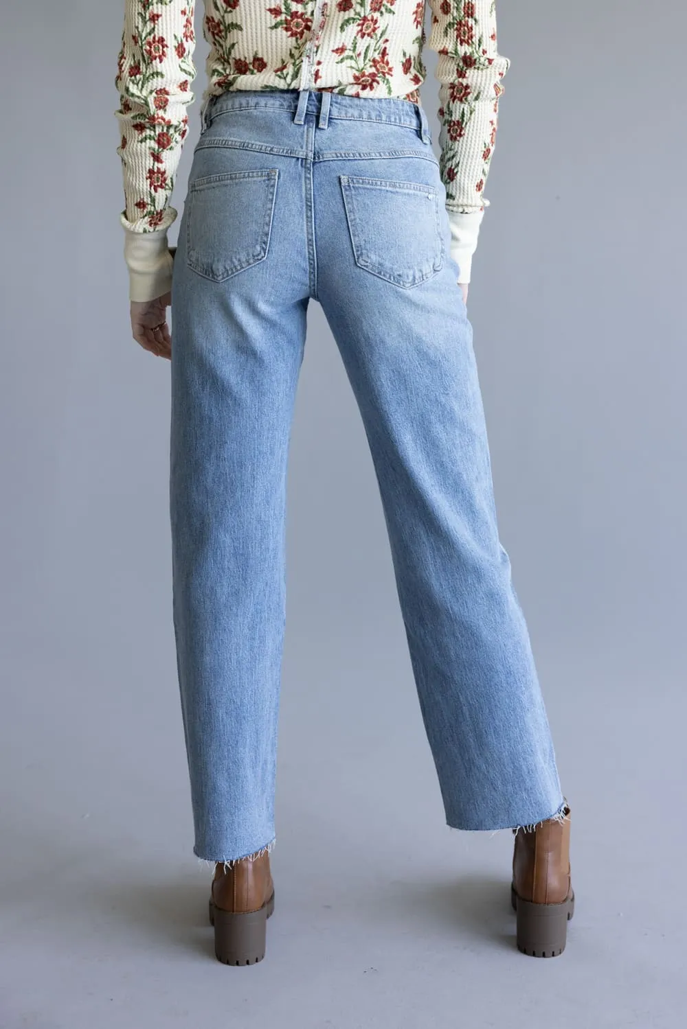 Mica Mid-Rise Medium Wash Clean Straight Leg Jeans for Women | MDP-T3574M sold by Glik’s product image thumbnail 2