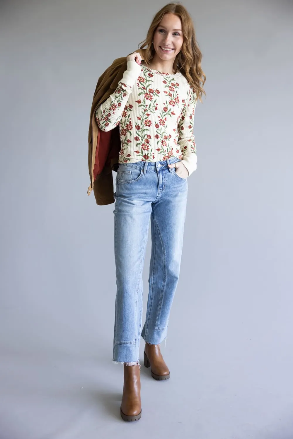 Mica Mid-Rise Medium Wash Clean Straight Leg Jeans for Women | MDP-T3574M sold by Glik’s product image thumbnail 3