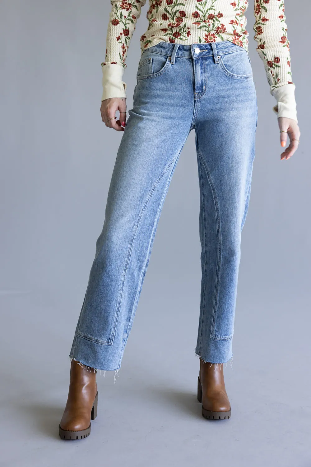 Mica Mid-Rise Medium Wash Clean Straight Leg Jeans for Women | MDP-T3574M sold by Glik’s