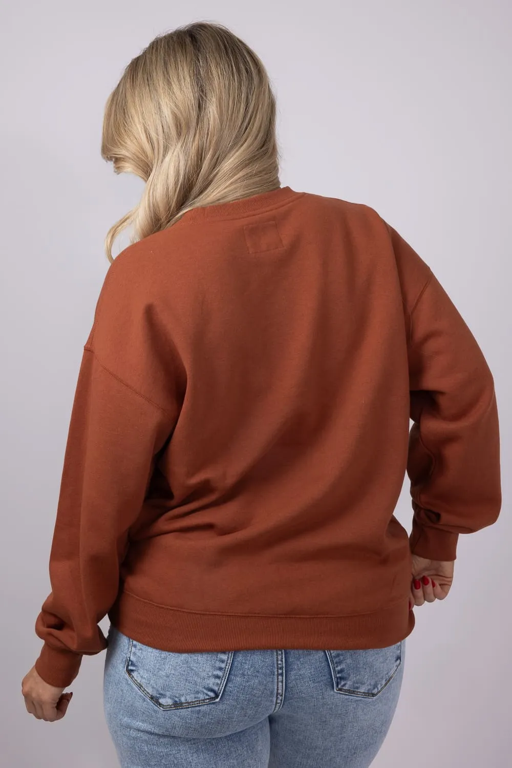 1897 Active Embroidered Pumpkin Face Sweatshirt for Women in Rust | GT892-RUST sold by Glik’s product image thumbnail 3
