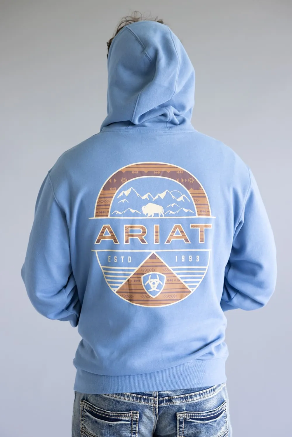 Ariat Sun Valley Circle Hoodie for Men in Blue | 10062498-BLUE sold by Glik’s