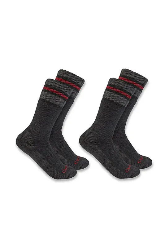 Carhartt Heavyweight Synthetic-Wool Blend 2 Pack Boot Socks for Men in Black | SB7742-MBLACK sold by Glik’s