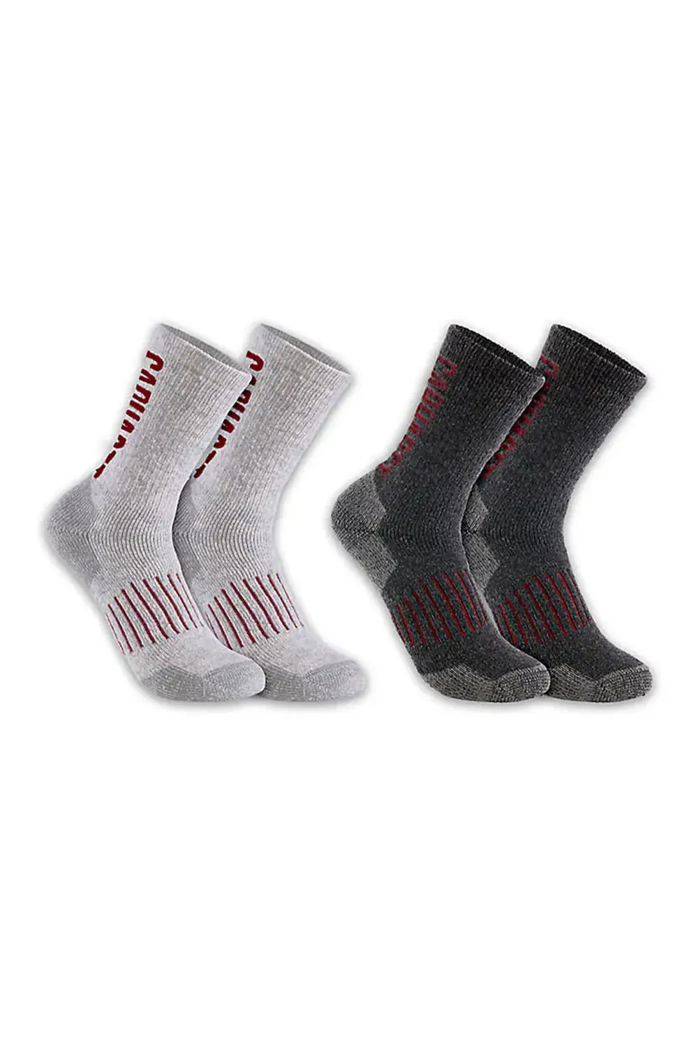 Carhartt Midweight Synthetic-Wool Blend Logo Crew 2 Pack Crew Socks for Men in Grey | SC9522-MASST01 sold by Glik’s