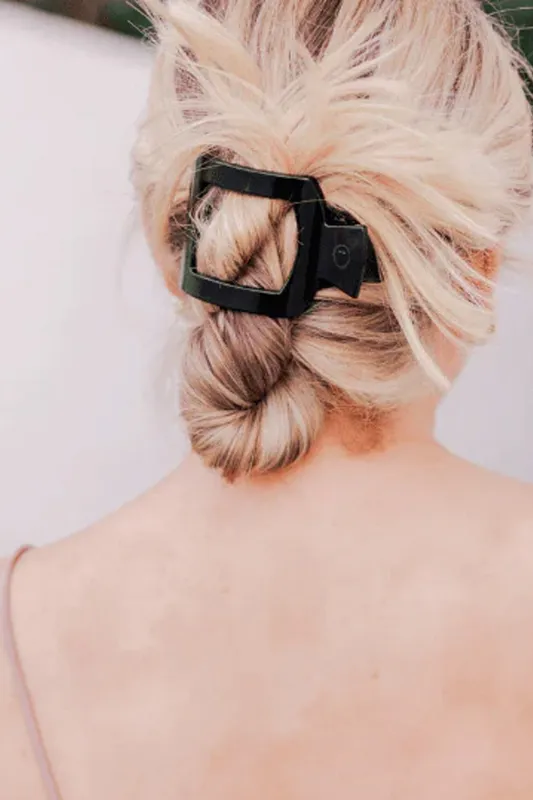 Teleties Medium Flat Square Hair Clip in Black | TT-FCM02-002 sold by Glik’s