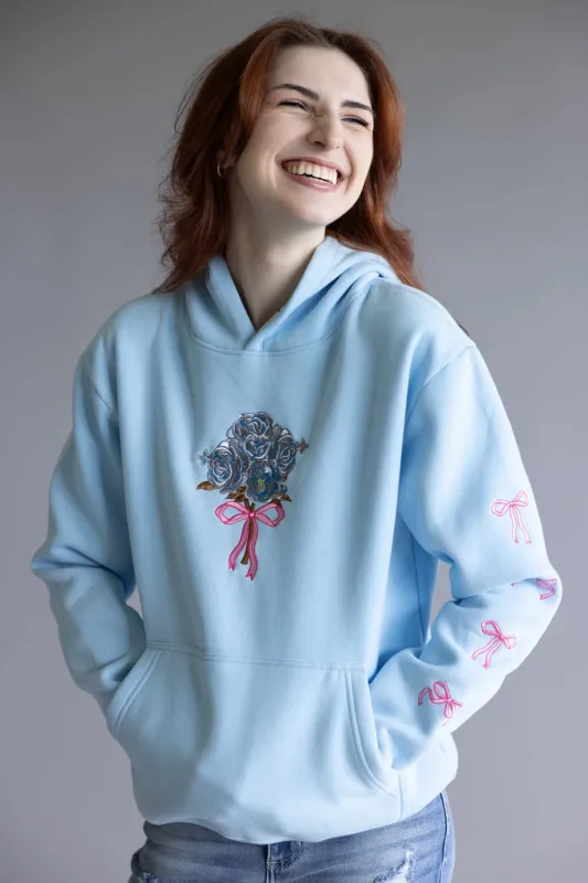 Simply Southern Embroidered Dilara Flower Hoodie for Women in Light Blue | PP-0225-HD-DILARA-FLWR sold by Glik’s