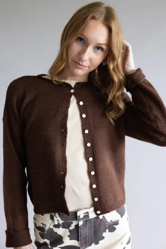 Mimosa Classic Lightweight Cardigan for Women in Chocolate | MK7091-CHOCOLATE sold by Glik’s
