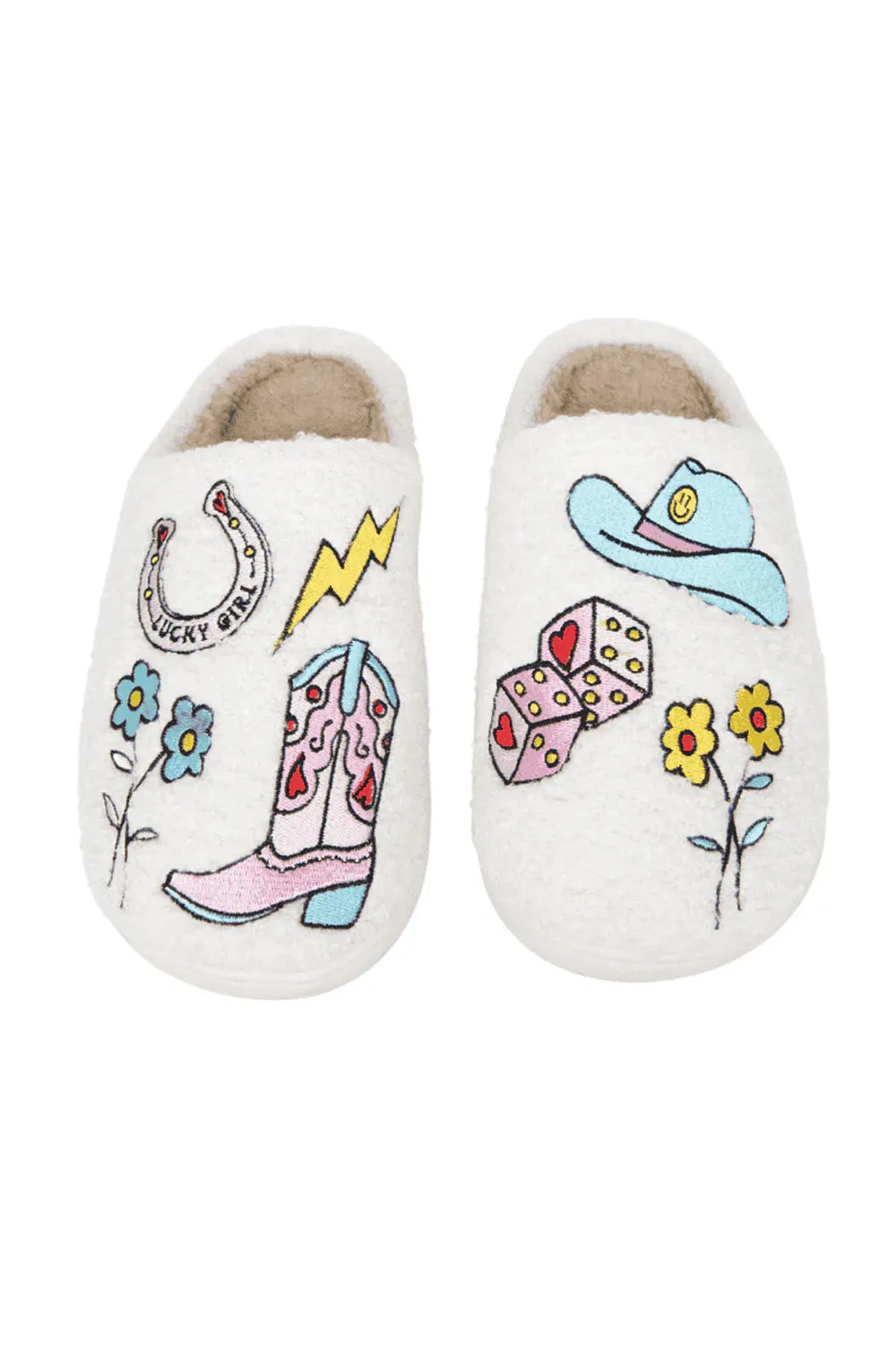 Cowgirl Patch Slippers for Women in White | KDC-SLPR-164-WHT sold by Glik’s product image thumbnail 3