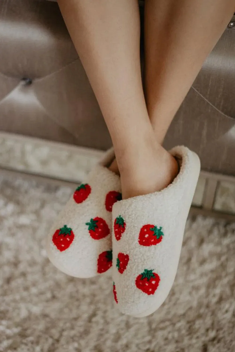 Strawberry Slippers for Women in White | KDC-SLPR-106-WHT sold by Glik’s product image thumbnail 2