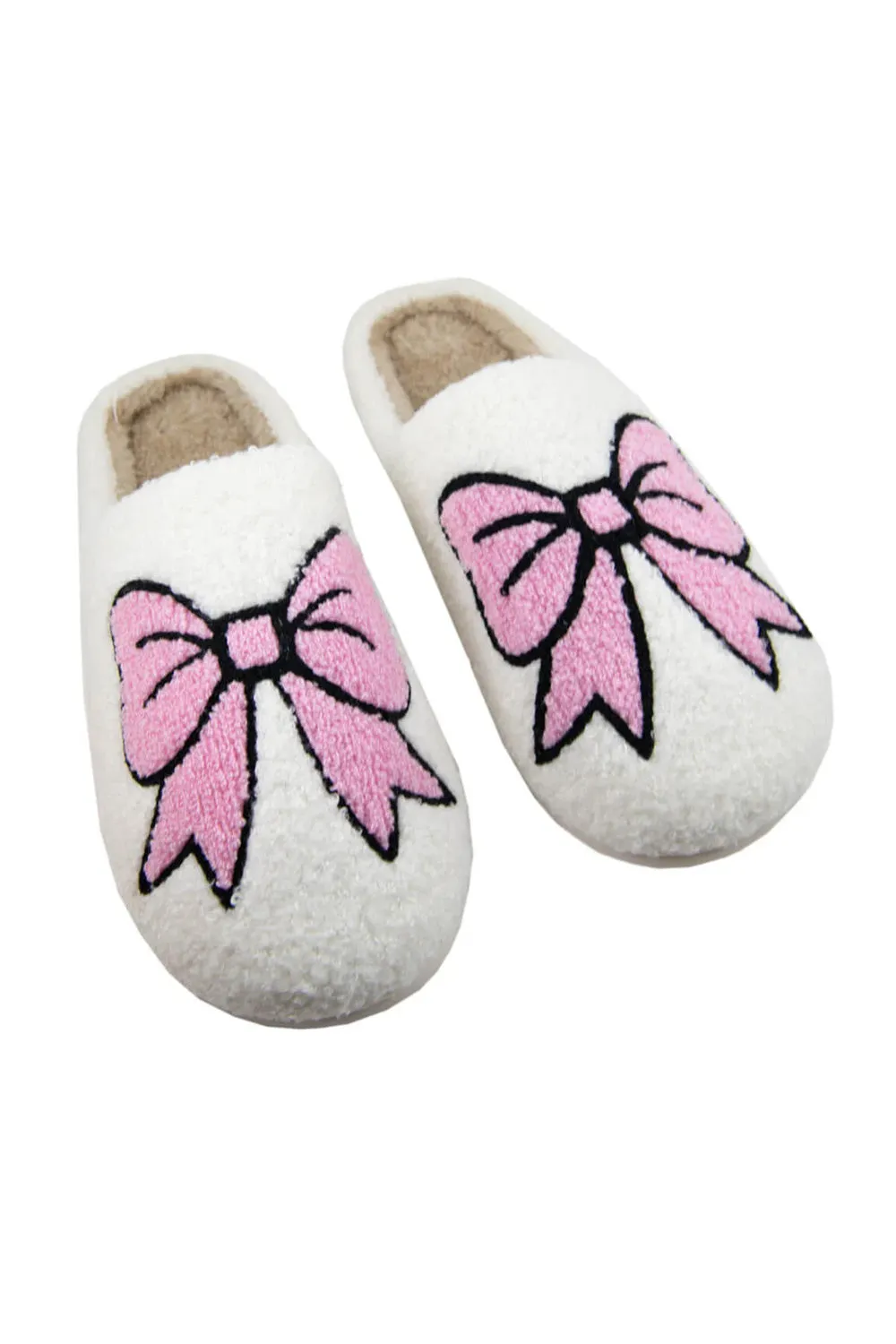 Pink Bow Slippers for Women in White | KDC-SLPR-149-WHT sold by Glik’s product image thumbnail 2