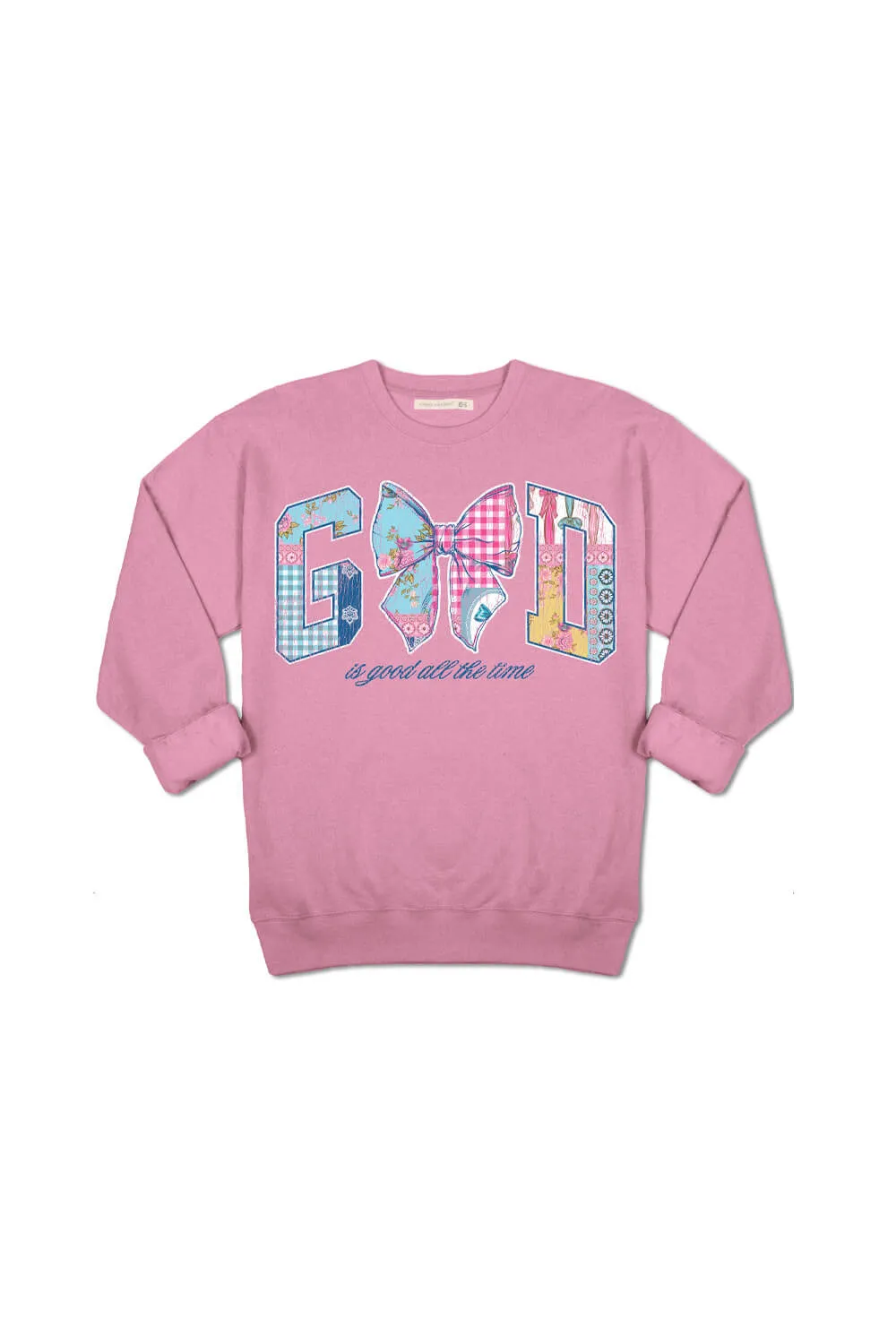 Simply Southern Youth God Crewneck for Girls in Pink | YTH-CREW-GOD-BBLGUM sold by Glik’s