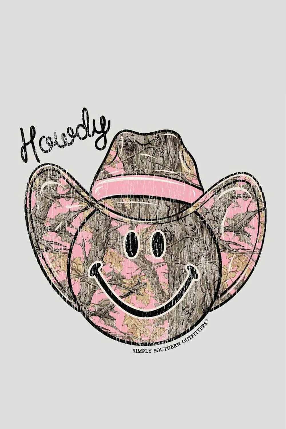 Simply Southern Youth Camo Smiley Face Crewneck for Girls in Grey | YTH-CREW-HOWDY-FLURRY sold by Glik’s product image thumbnail 2