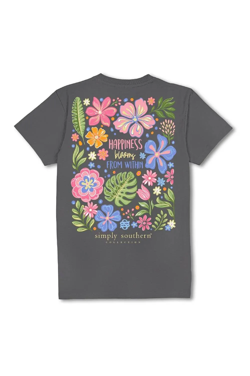 Simply Southern Happiness Blooms T-Shirt for Women in Coal | SS-HAPPY-WSHCOAL sold by Glik’s product image thumbnail 3
