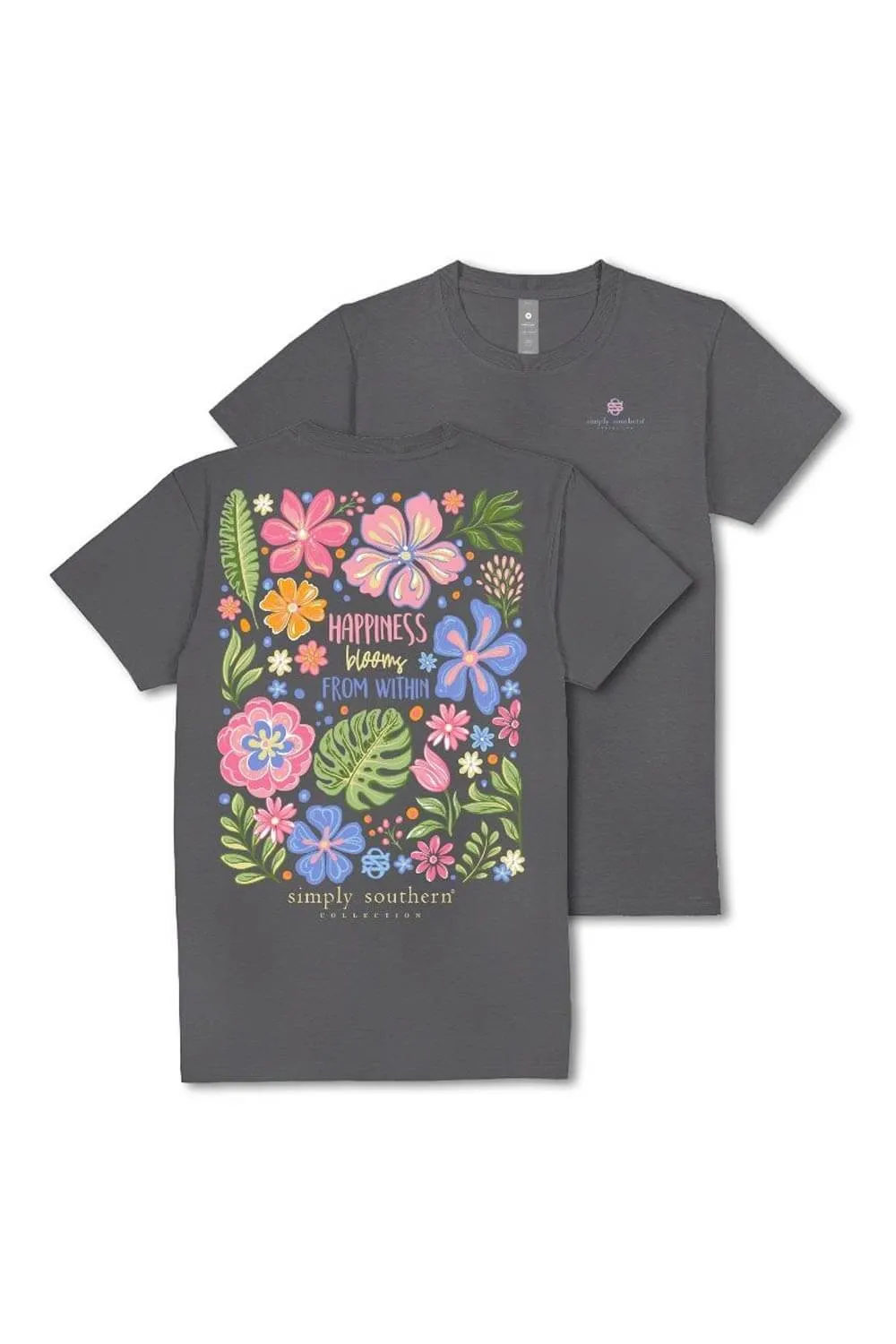Simply Southern Happiness Blooms T-Shirt for Women in Coal | SS-HAPPY-WSHCOAL sold by Glik’s product image thumbnail 4