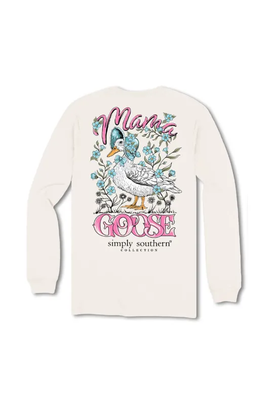 Simply Southern Plus Size Mama Goose Long Sleeve T-Shirt for Women in Linen | EXT-LS-MAMAGOOSE-LINEN sold by Glik’s