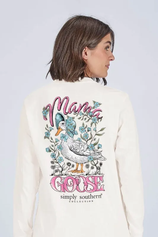 Simply Southern Mama Goose Long Sleeve T-Shirt for Women in Linen | LS-MAMAGOOSE-LINEN sold by Glik’s
