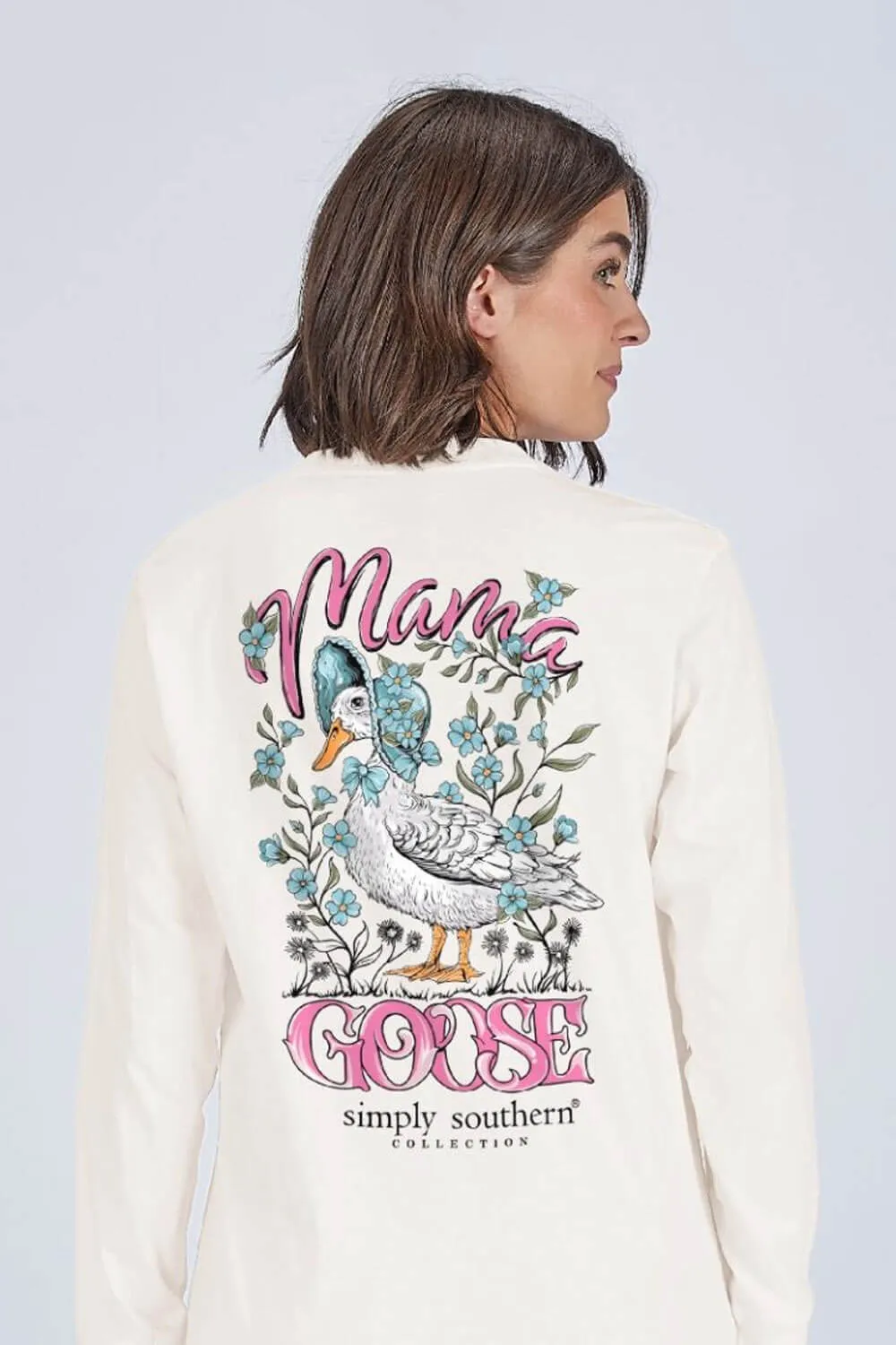 Simply Southern Mama Goose Long Sleeve T-Shirt for Women in Linen | LS-MAMAGOOSE-LINEN sold by Glik’s