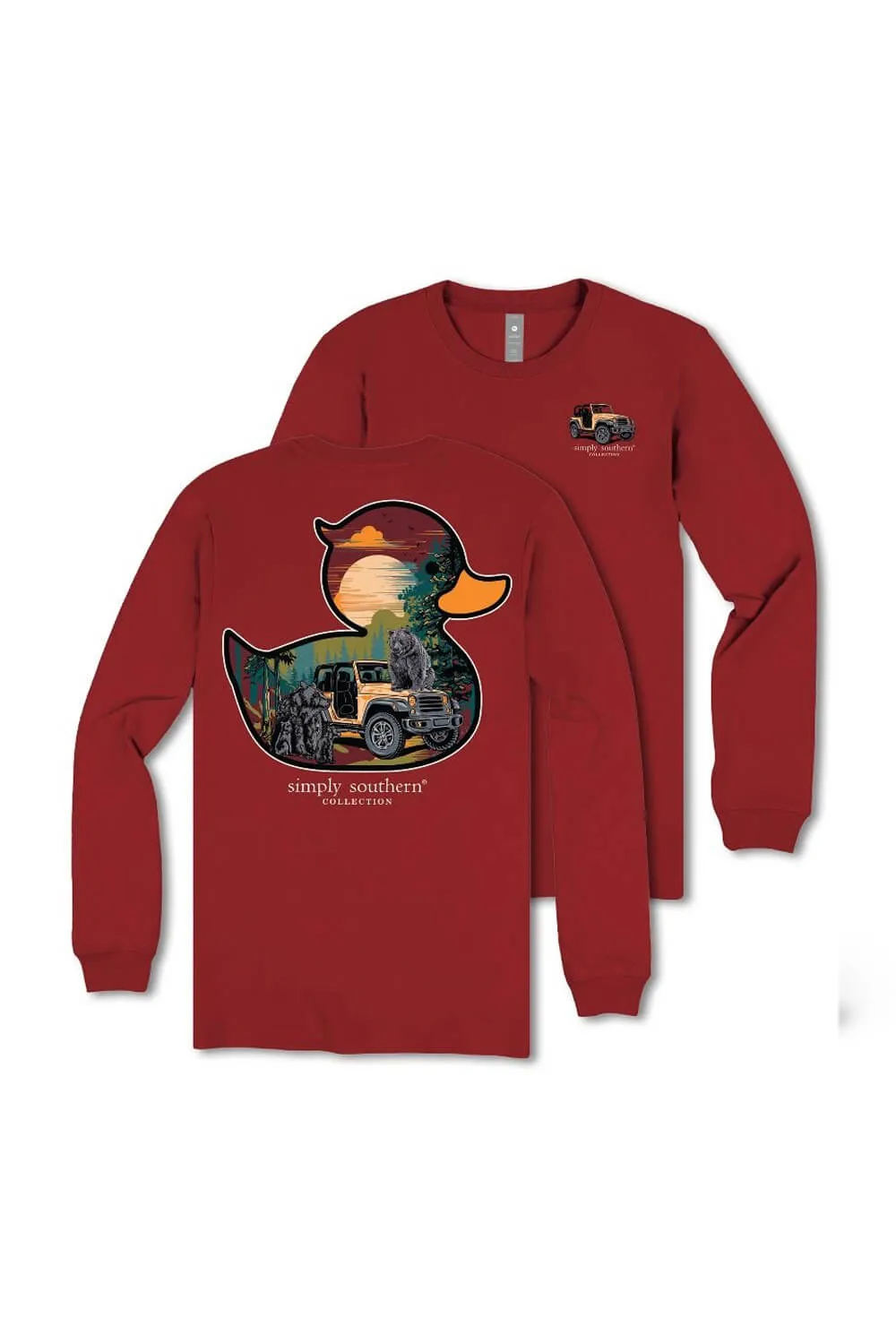 Simply Southern Plus Size Duck Bear Long Sleeve T-Shirt for Women in Carmine | EXT-LS-DUCKBEARS-CARMINE sold by Glik’s product image thumbnail 3