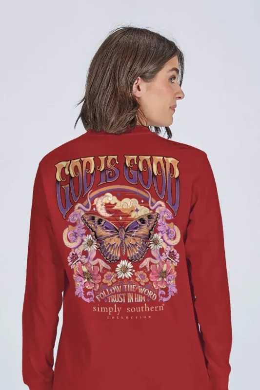 Simply Southern Follow the Word Long Sleeve T-Shirt for Women in Carmine | LS-FOLLOW-CARMINE sold by Glik’s