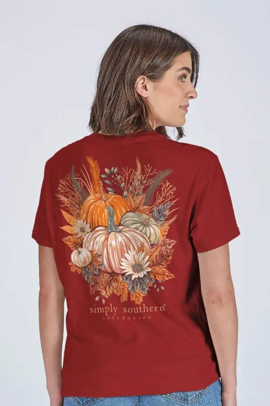 Simply Southern Fall Pumpkin Harvest T-Shirt for Women in Carmine | SS-HARVEST-CARMINE sold by Glik’s