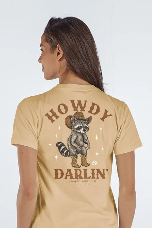 Simply Southern Howdy Darlin Racoon T-Shirt for Women in Khaki | SS-HOWDYRACN-KHAKI sold by Glik’s