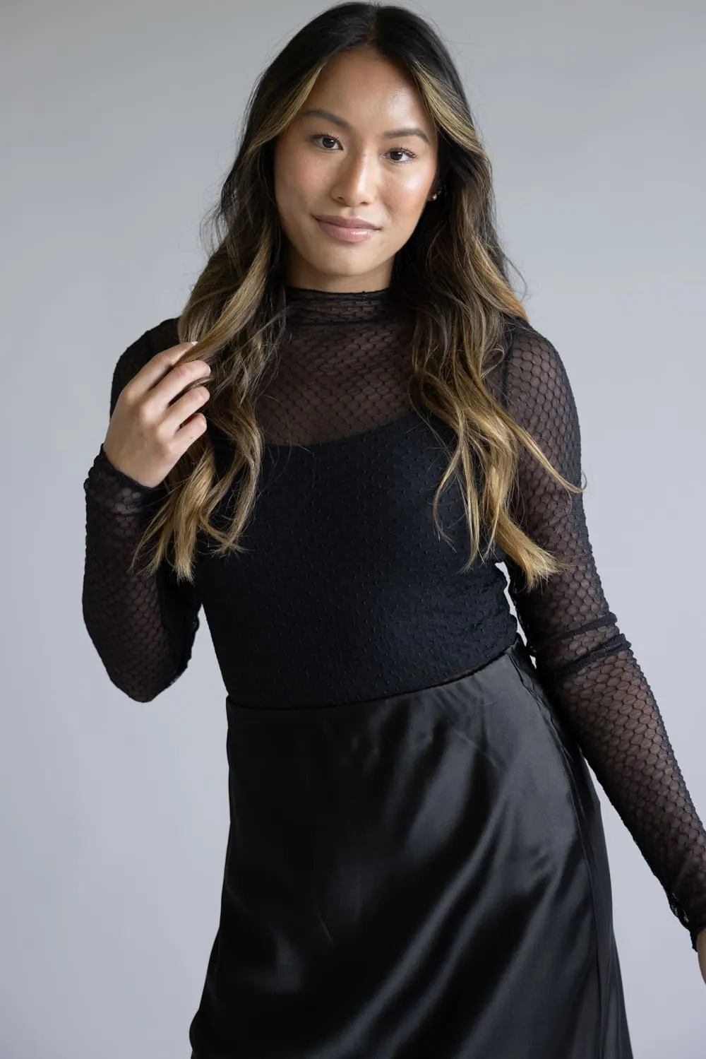 Free People Intimately Minding My Own Business Sheer Layering Top for Women in Black | OB2249049-0010-BLACK sold by Glik’s product image thumbnail 3