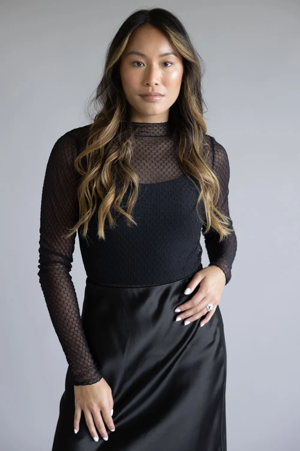 Free People Intimately Minding My Own Business Sheer Layering Top for Women in Black | OB2249049-0010-BLACK sold by Glik’s product image thumbnail 4