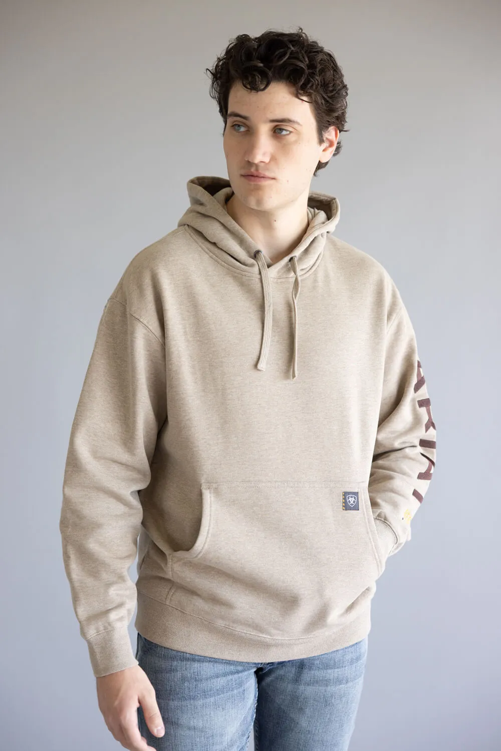 Ariat Rebar Graphic Hoodie for Men in Oatmeal Heather | 10062529-OATMEAL sold by Glik’s product image thumbnail 2