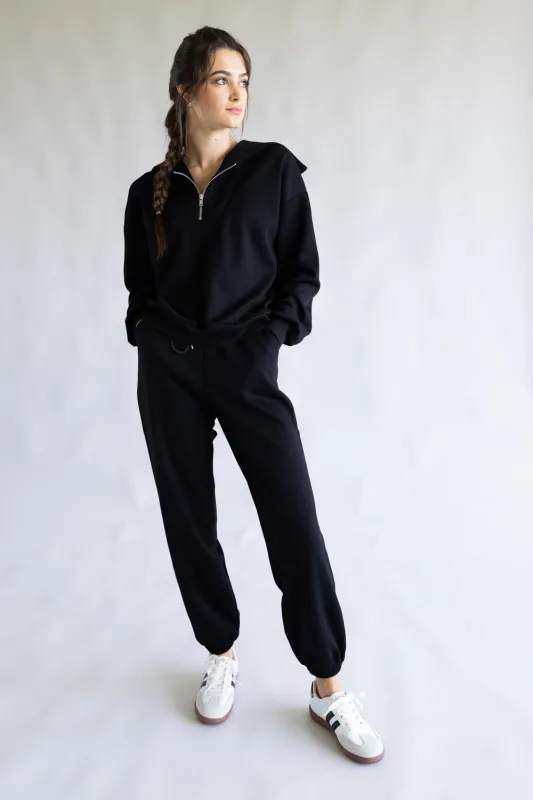 Zip Neck Super Soft Set for Women in Black | KDC-SCBPNT-01-BLK sold by Glik’s