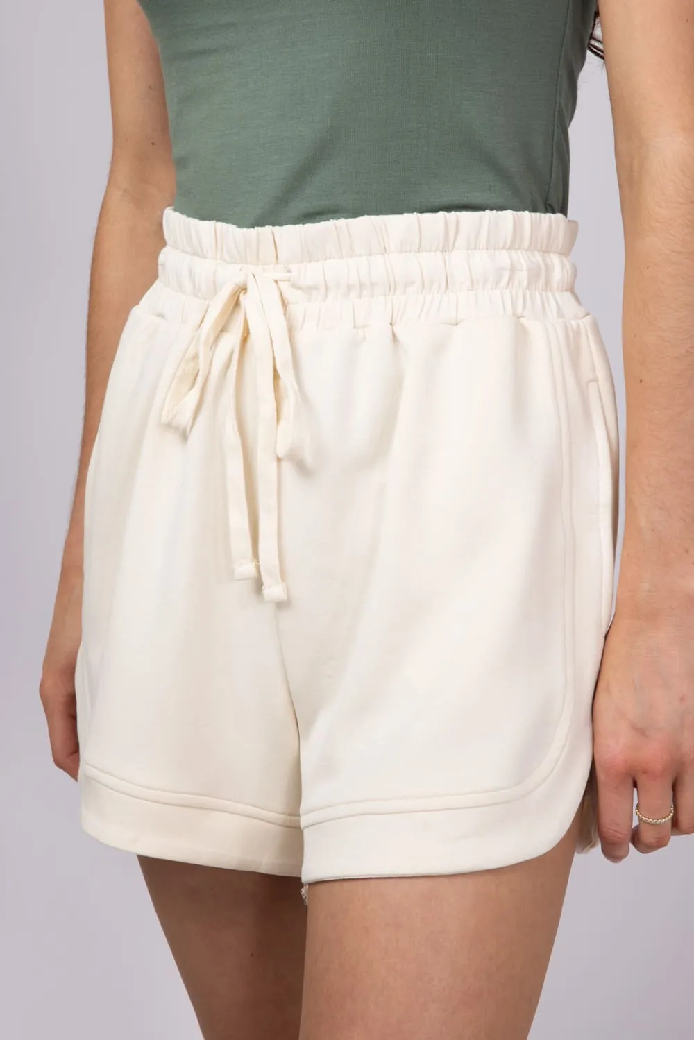 Super Soft Loose Sweat Shorts for Women in Off White | DZ25C563-ALPACA sold by Glik’s product image thumbnail 4