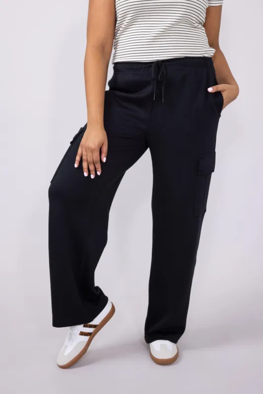 Love Tree Cargo Super Soft Lounge Pants for Women in Black | 6992PN-BLACK sold by Glik’s