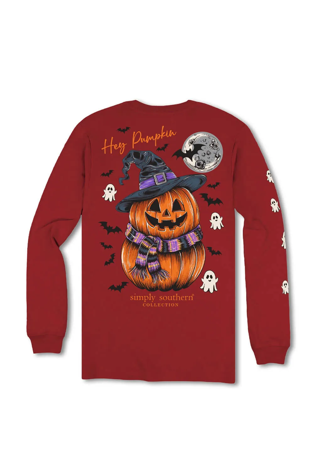 Simply Southern Pumpkin Witch Hat Long Sleeve T-Shirt for Women in Red | LS-PMPKN-CARMINE sold by Glik’s product image thumbnail 3