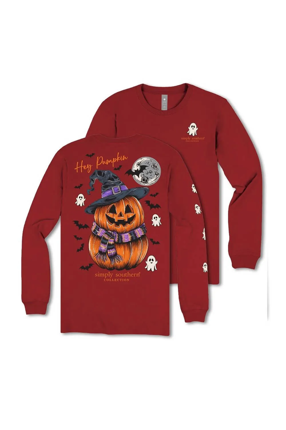 Simply Southern Pumpkin Witch Hat Long Sleeve T-Shirt for Women in Red | LS-PMPKN-CARMINE sold by Glik’s product image thumbnail 4