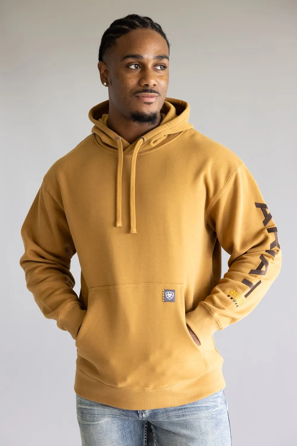 Ariat Rebar Graphic Hoodie for Men in Dijon Yellow | 10062543-DIJON sold by Glik’s product image thumbnail 3