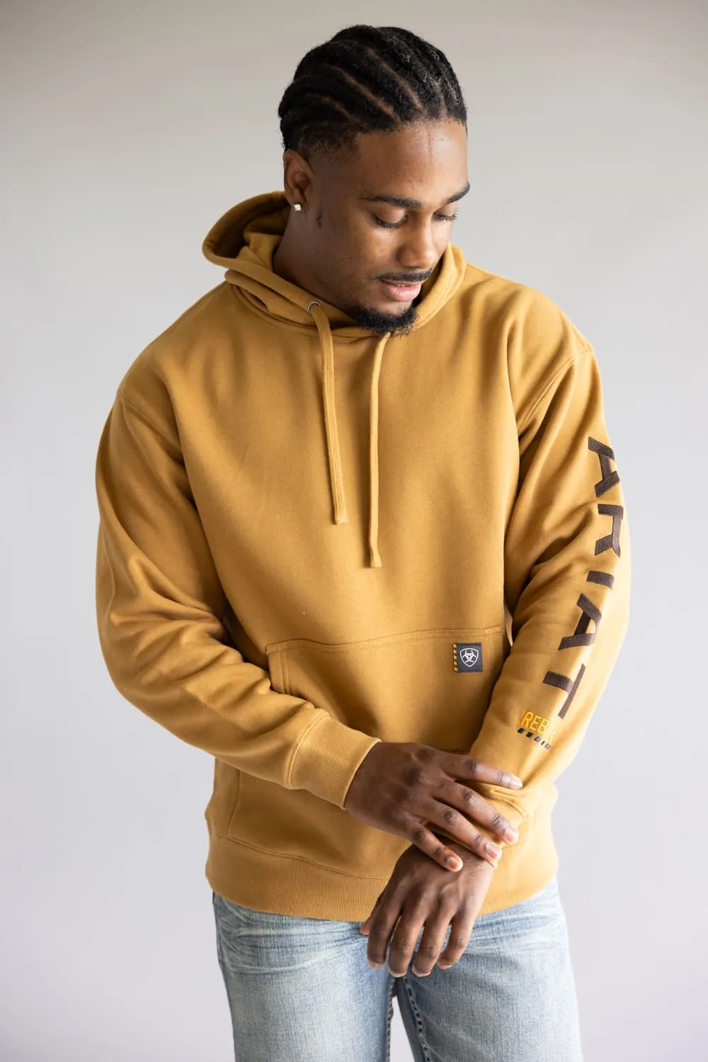 Ariat Rebar Graphic Hoodie for Men in Dijon Yellow | 10062543-DIJON sold by Glik’s product image thumbnail 4
