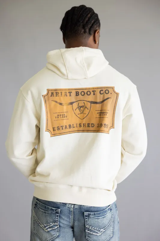 Ariat Shield Steer Head Hoodie for Men in Oatmeal | 10062499-OATMEAL sold by Glik’s