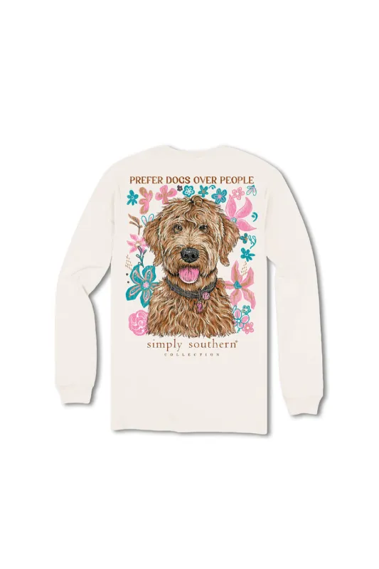 Simply Southern Youth Prefer Dogs Long Sleeve T-Shirt for Girls | YTH-LS-DOGPEOPLE-LINEN sold by Glik’s