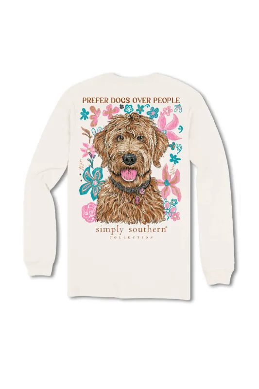 Simply Southern Plus Size Prefer Dogs Long Sleeve T-Shirt for Women in Linen | EXT-LS-DOGPEOPLE-LINEN sold by Glik’s