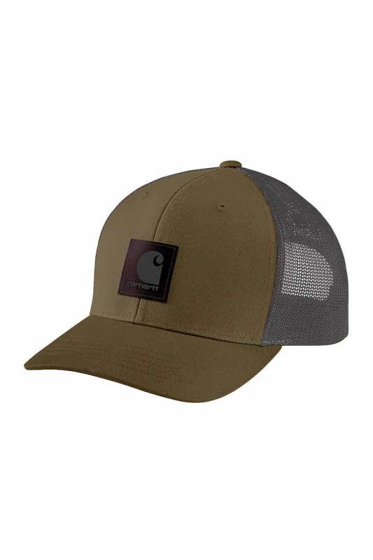 Carhartt Logo Patch Mesh Back Cap in Dark Khaki | 105216-253 DKKHAKI sold by Glik’s